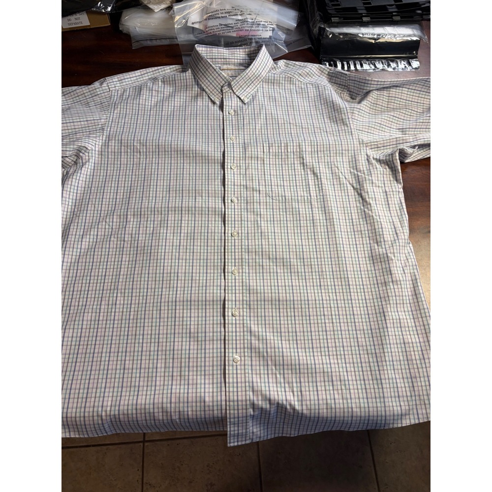 Roundtree & Yorke Gold Label Mens 19 36/37 Big Plaid Non-Iron Cotton Shirt
